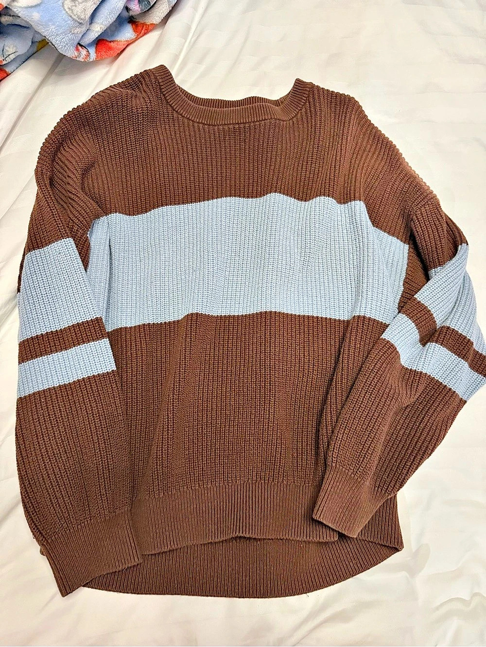 Tna Color Block Crewneck Sweater in Brown & Blue